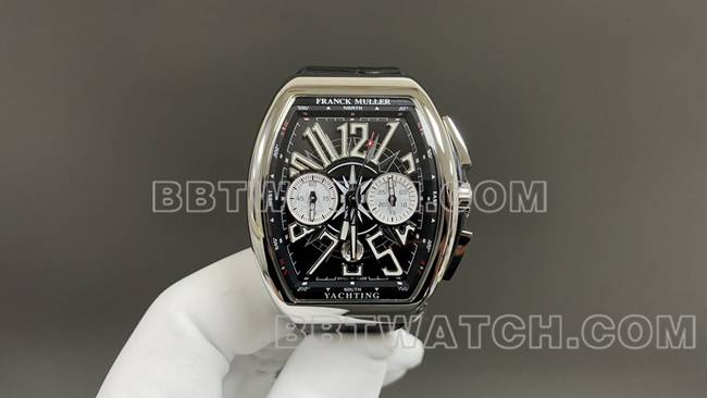 ABF厂1:1复刻手表法兰克穆勒V45黑盘皮革表带正面实拍图