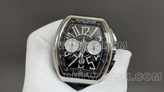 ABF厂1:1复刻手表法兰克穆勒V45黑盘皮革表带正面实拍图