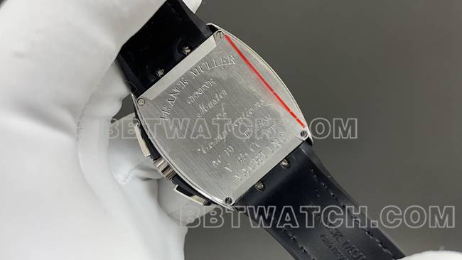 ABF厂1:1复刻手表法兰克穆勒V45黑盘皮革表带背面实拍图