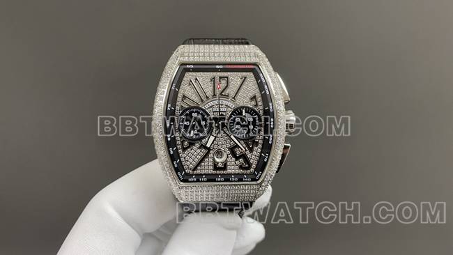 ABF厂超级克隆手表法兰克穆勒V45钻盘皮革表带正面实拍图