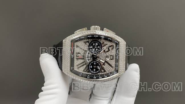 ABF厂超级克隆手表法兰克穆勒V45钻盘皮革表带正面实拍图