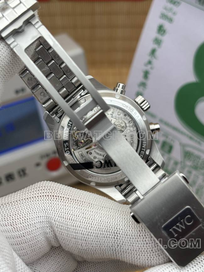 1:1复刻手表APS厂飞行员万国黑盘计时41mm表扣实拍图