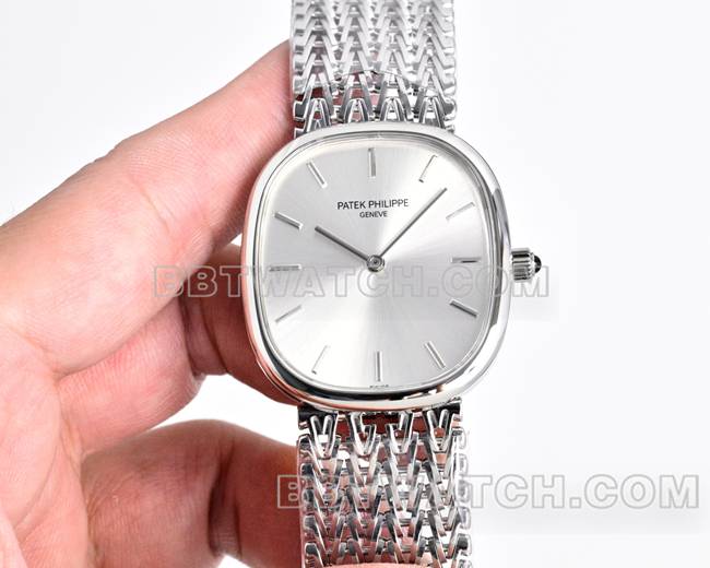 超级克隆手表百达翡丽GOLDEN ELLIPSE银盘5738正面实拍图