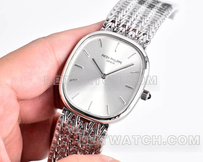 超级克隆手表百达翡丽GOLDEN ELLIPSE银盘5738正面实拍图