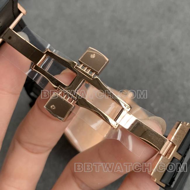 ABF厂法兰克穆勒最佳复刻手表V45钻盘金钻壳皮革表带表扣实拍图