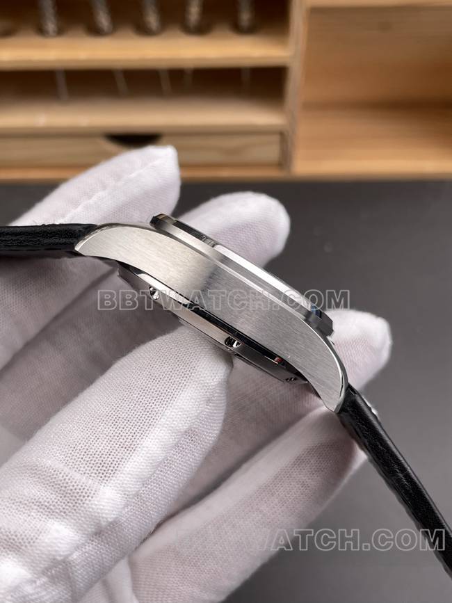 超级克隆手表APS厂飞行员万国黑盘计时皮革表带侧面实拍图