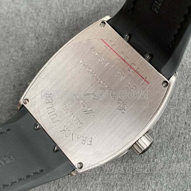 法兰克穆勒ABF厂1:1复刻手表V45黑盘皮革表带背面实拍图