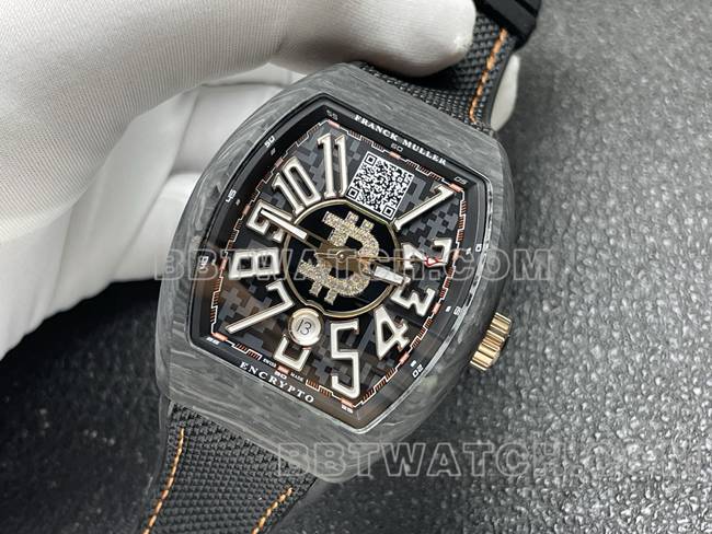 法兰克穆勒ABF厂超级克隆手表V45黑盘黑壳皮革表带正面实拍图