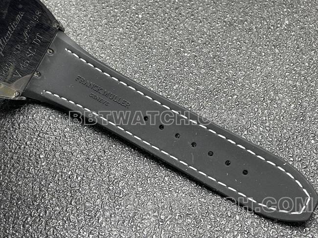 法兰克穆勒ABF厂最佳复刻手表V45黑盘黑壳皮革表带表带实拍图