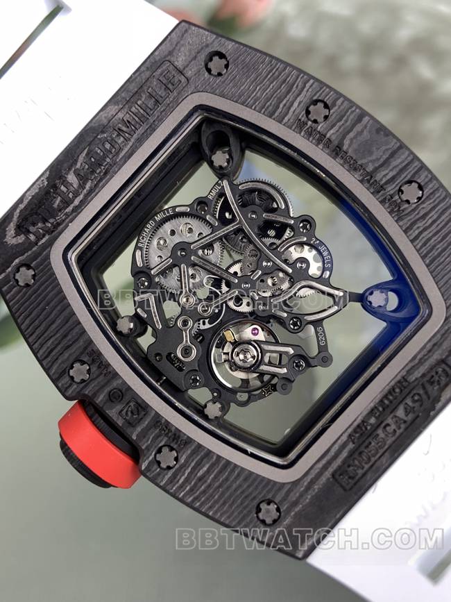 超级克隆APS厂理查德米勒碳纤维白色橡胶表带RM055背面实拍图