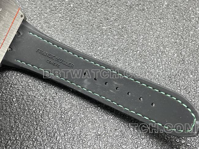 法兰克穆勒最优复刻手表ABF厂V45钻盘钻壳绿色皮革表带表带实拍图