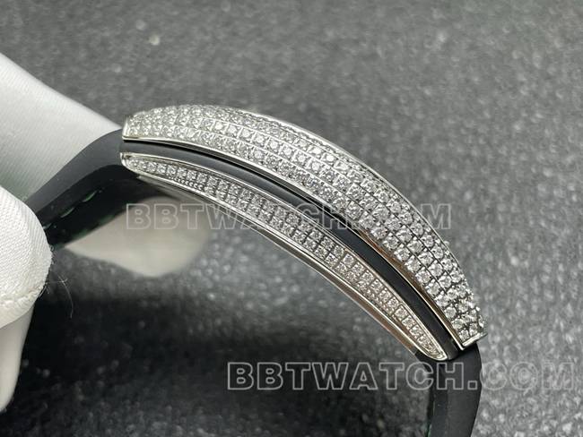 法兰克穆勒最优复刻手表ABF厂V45钻盘钻壳绿色皮革表带侧面实拍图