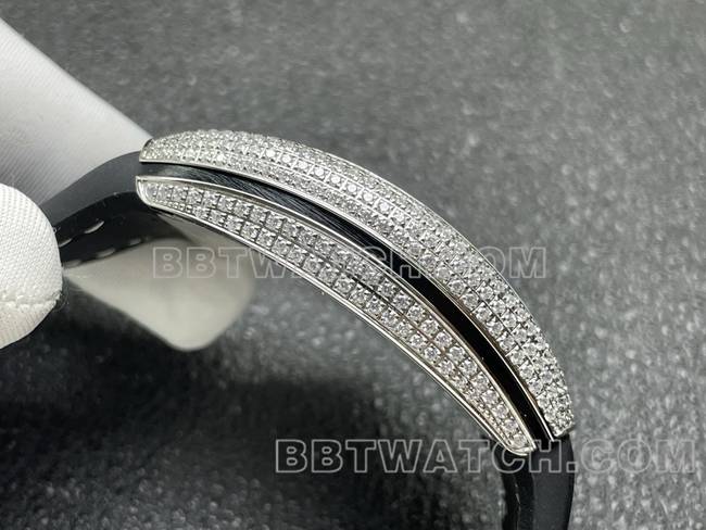 法兰克穆勒1:1复刻手表ABF厂V45黑盘钻壳皮革表带侧面实拍图