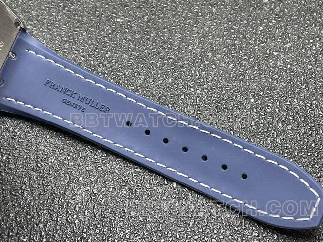 法兰克穆勒超级克隆手表ABF厂V45钻盘钻壳蓝色皮革表带表带实拍图