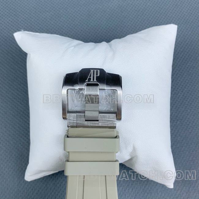 顶级复刻手表APS厂皇家橡树离岸型爱彼浅棕盘26420表扣实拍图