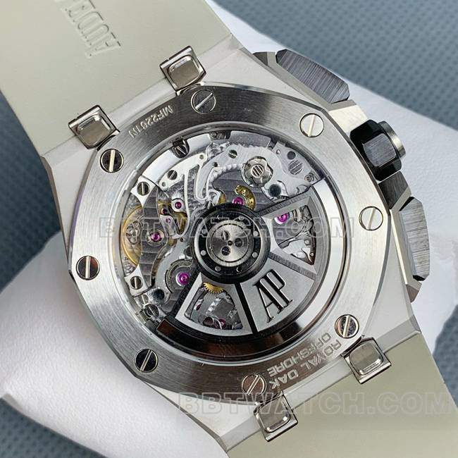 顶级复刻手表APS厂皇家橡树离岸型爱彼浅棕盘26420背面实拍图
