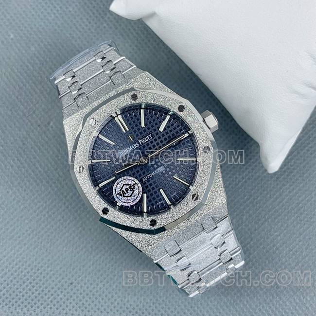 1:1复刻手表皇家橡树APS厂爱彼蓝盘霜金15410正面实拍图