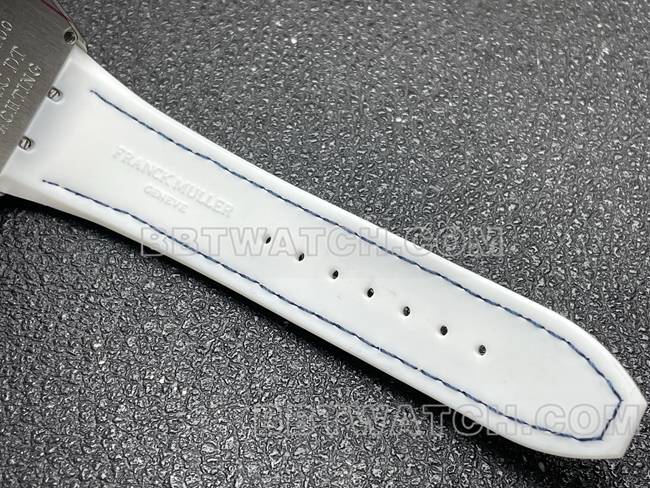 1:1复刻手表V45法兰克穆勒ABF厂白盘白色皮革表带表带实拍图