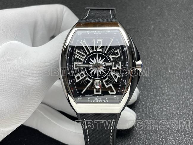 超级克隆手表V45法兰克穆勒ABF厂黑盘皮革表带正面实拍图