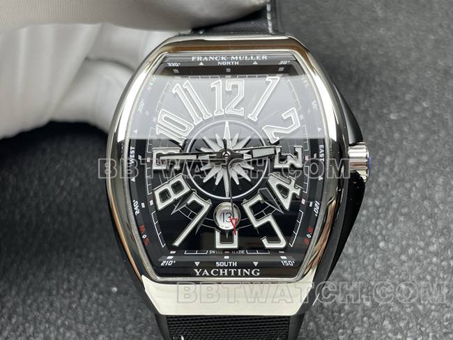 超级克隆手表V45法兰克穆勒ABF厂黑盘皮革表带正面实拍图