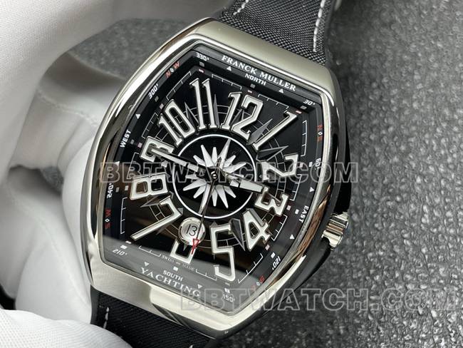 超级克隆手表V45法兰克穆勒ABF厂黑盘皮革表带正面实拍图