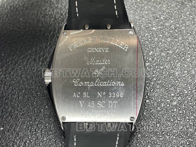 超级克隆手表V45法兰克穆勒ABF厂黑盘皮革表带背面实拍图