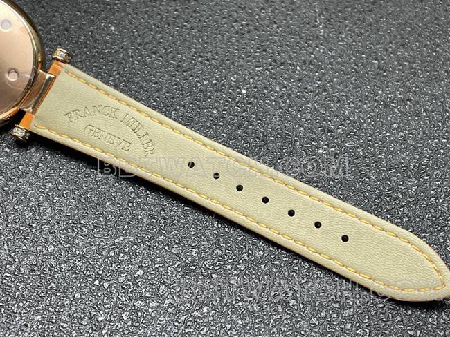 超级克隆手表法兰克穆勒石英ABF厂黑盘金钻圈橙色皮革表带表带实拍图