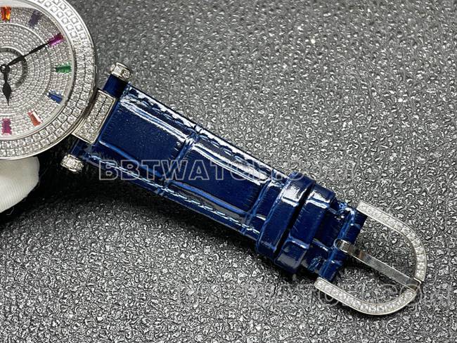 法兰克穆勒1:1复刻手表石英ABF厂钻盘钻圈蓝色皮革表带表带实拍图