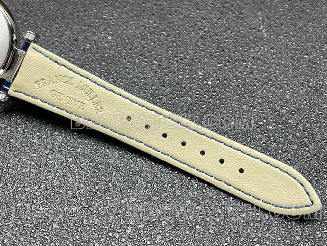 法兰克穆勒1:1复刻手表石英ABF厂钻盘钻圈蓝色皮革表带表带实拍图