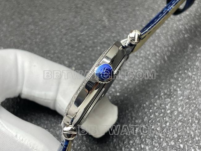 法兰克穆勒1:1复刻手表石英ABF厂钻盘钻圈蓝色皮革表带侧面实拍图