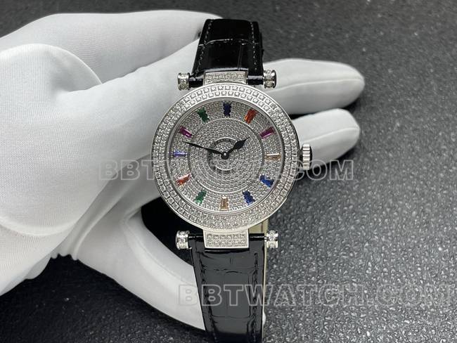 法兰克穆勒超级克隆手表石英ABF厂钻盘钻圈黑色皮革表带正面实拍图