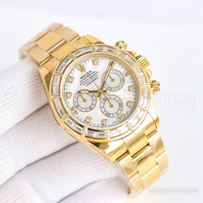 Top replica watch Daytona PPM factory Rolex white mother-of-pearl dial 4130 mechanical front real shot