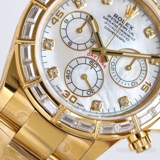 Top replica watch Daytona PPM factory Rolex white mother-of-pearl dial 4130 mechanical front real shot