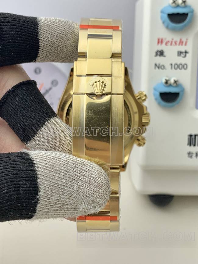 QF厂最优复刻手表劳力士迪通拿白盘黄金4131机械表带实拍图