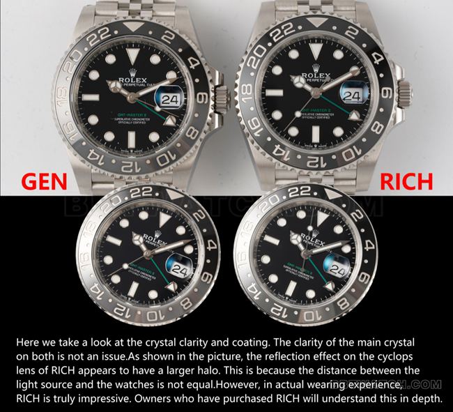 RICH厂劳力士格林尼治黑灰圈126710顶级复刻手表对比正品区别外观实拍图