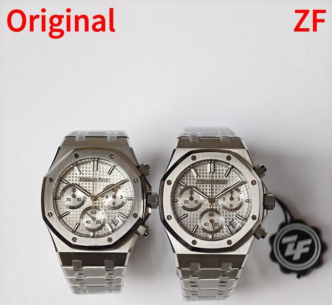 ZF厂爱彼皇家橡树银盘计时顶级复刻手表26240对比正品区别正面实拍图