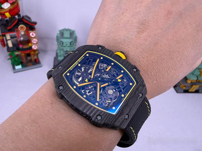 RM067-02 Richard Mille Skeleton Dial Black Strap Replica Watch with Real Photo