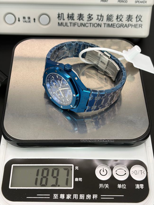 顶级复刻手表BBS厂皇家橡树爱彼蓝盘万年历26674重量实拍图