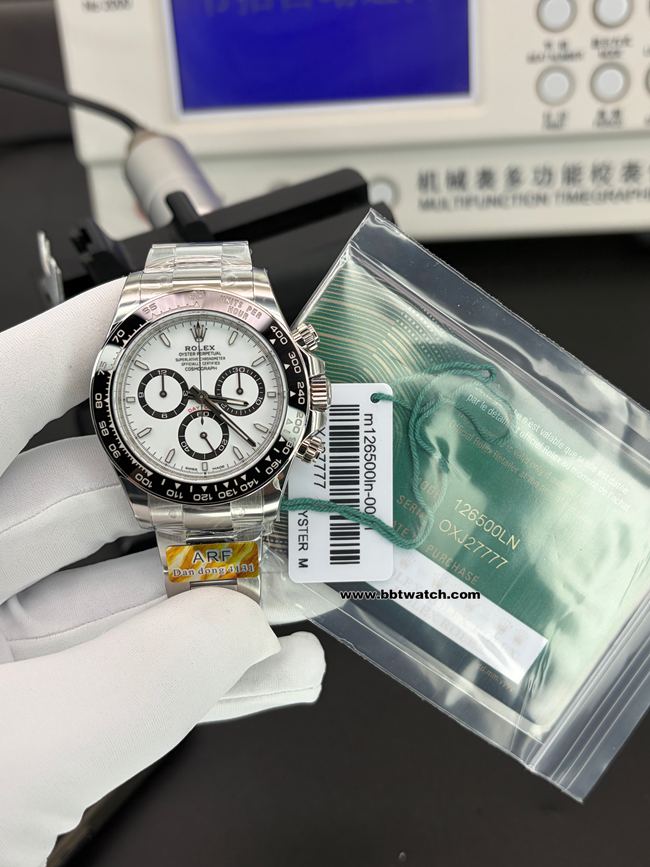 顶级复刻手表ARF厂迪通拿劳力士4131机芯白盘正面实拍图