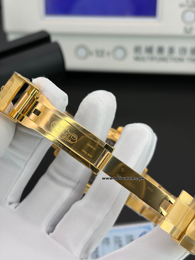 顶级复刻手表ADG厂迪通拿劳力士18K包金4130表扣实拍图