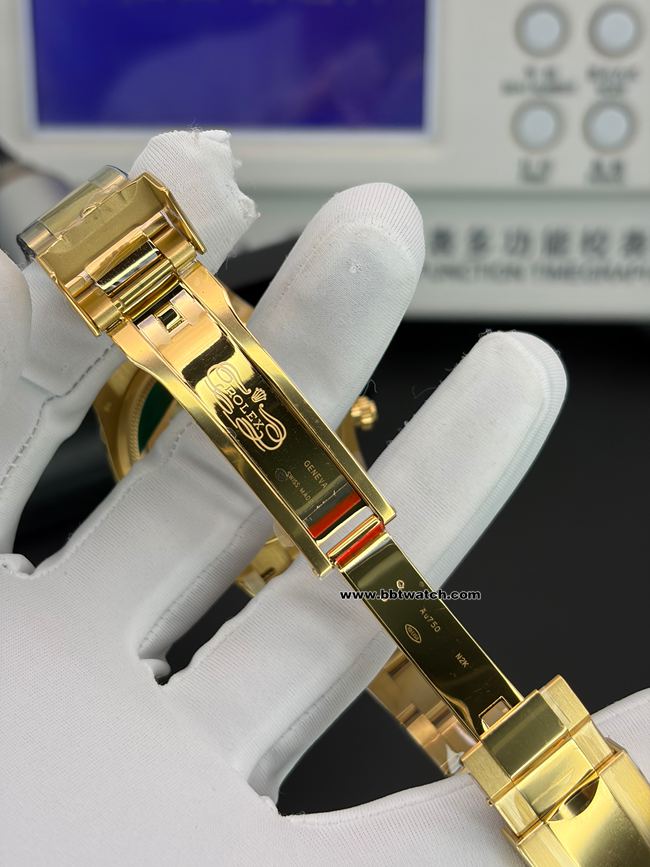 超级克隆手表Clean厂劳力士迪通拿白盘金壳4131表扣实拍图