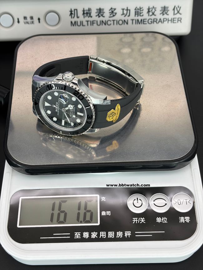 顶级复刻手表GOLD厂游艇名仕劳力士黑盘42mm机械重量实拍图