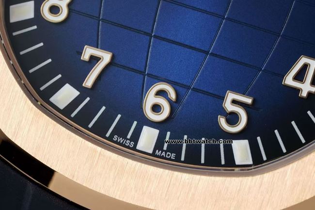 最优复刻手表手雷DDF厂百达翡丽深蓝盘橡胶表带5167正面实拍图