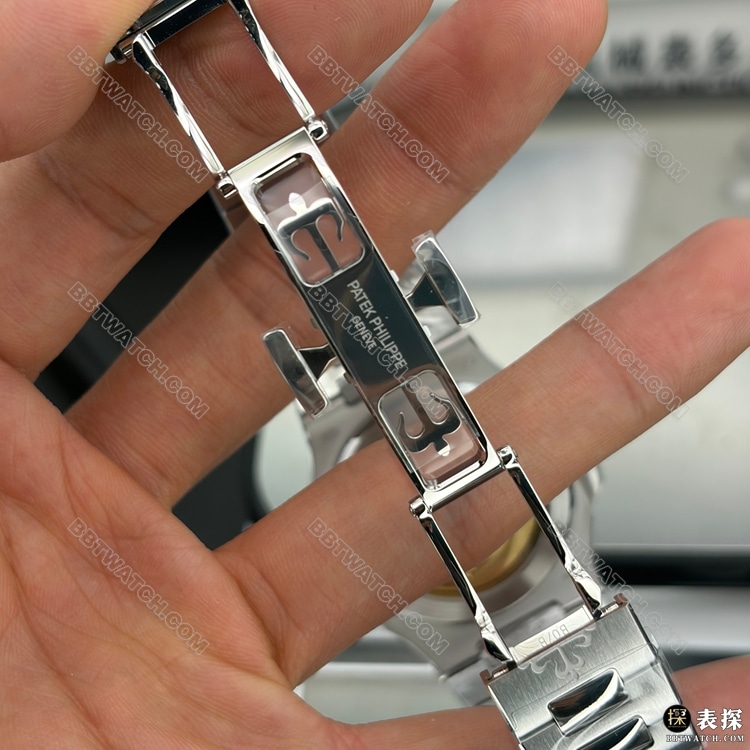 最优复刻手表DDF厂鹦鹉螺百达翡丽深蓝盘5711表扣实拍图