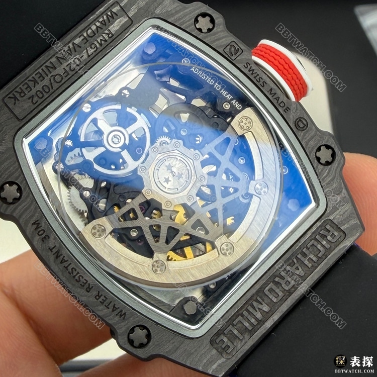1:1复刻手表UMI厂理查德米勒碳纤维壳RM 67-02背面实拍图