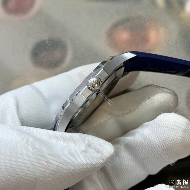 顶级复刻手表WS厂百达翡丽手雷蓝色渐变盘5168侧面实拍图