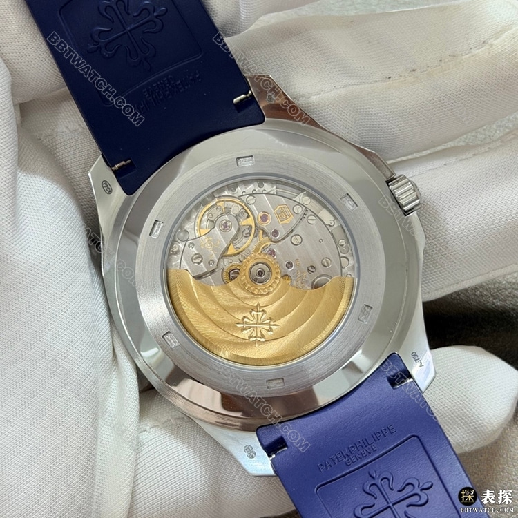 顶级复刻手表WS厂百达翡丽手雷蓝色渐变盘5168背面实拍图