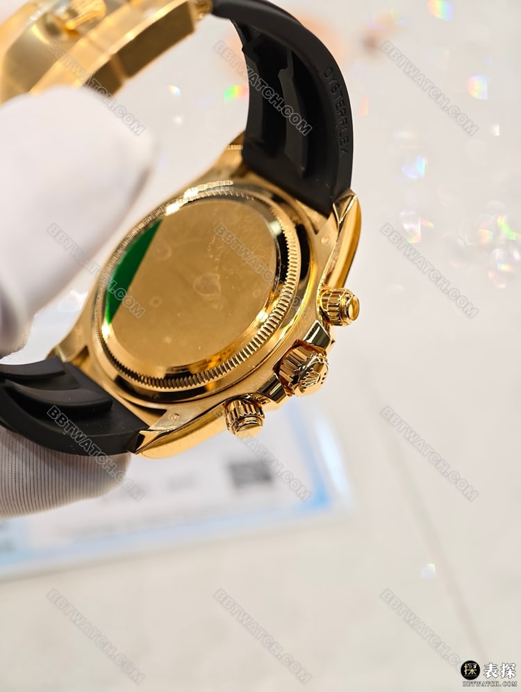 迪通拿真金真钻定制最优复刻手表劳力士蓝盘18k金背面实拍图
