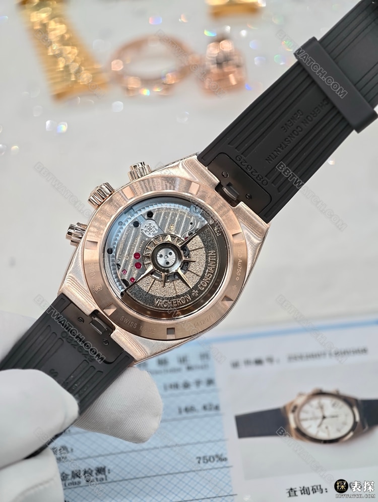 江诗丹顿真金真钻定制1:1复刻手表纵横四海银白盘18K包金背面实拍图