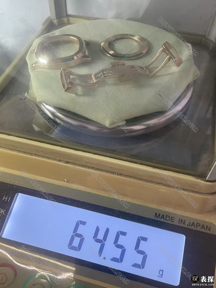 手雷真金真钻定制最优复刻手表百达翡丽深棕盘18k金重量实拍图